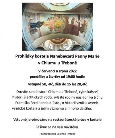 Prohlídky kostela Nanebevzetí Panny Marie v Chlumu u Třeboně